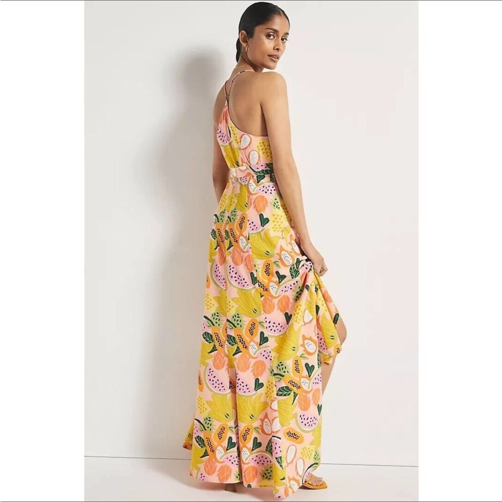 Anthro Hutch Tropical Fruit Wrap Maxi Dress - Picture 5 of 16